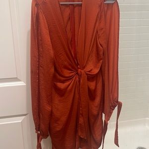 Burnt orange long sleeve dress